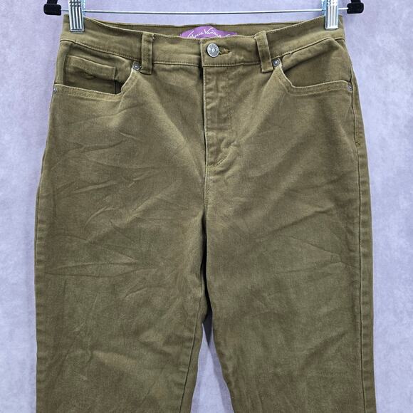 Gloria Vanderbilt Green Straight Taper Denim Short Jeans Cotton Bottom Pants 10S - Picture 3 of 8